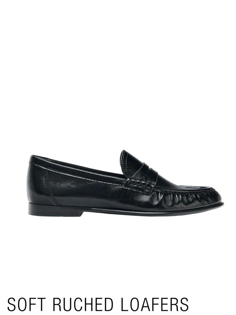 Zara Black & Brown Soft Ruched Loafers Size 9